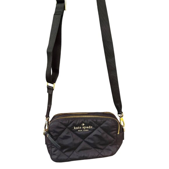 Kate Spade  Purse New York Black Quilted  Nylon Cross Body Bag - Picture 1 of 11